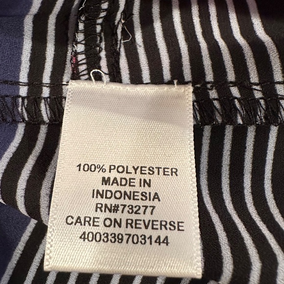 ELLE Top Blouse Stripe Sleeveless Peplum Hem Crewneck Multi-Color Medium - Picture 8 of 10